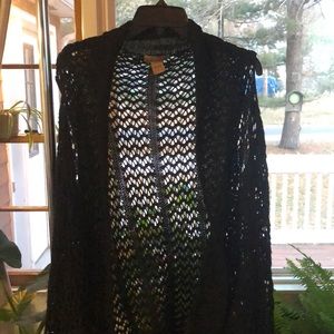 Art and Soul Black Knit Shawl, Black, Size Large